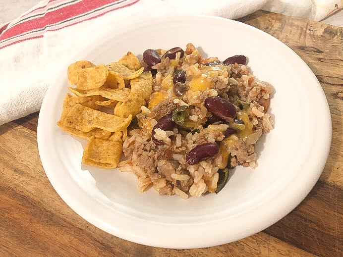 Texas Style Beef Skillet Dinner with Corn Chips - an easy weeknight meal!